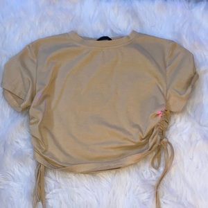 cropped tie on the side nudish color